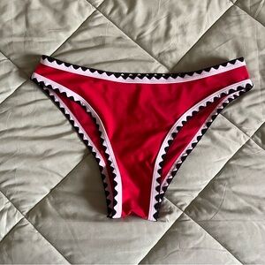 Red Boho High Waisted Bikini Bottoms Size Large